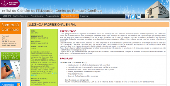 "Licencia profesional de PNL" en la Universidad de Lleida