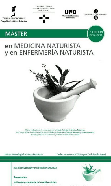 El Máster en medicina y enfermería naturista de Barcelona