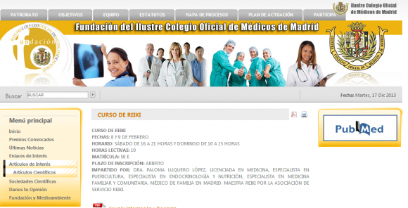 El Colegio de Médicos de Madrid y el reiki