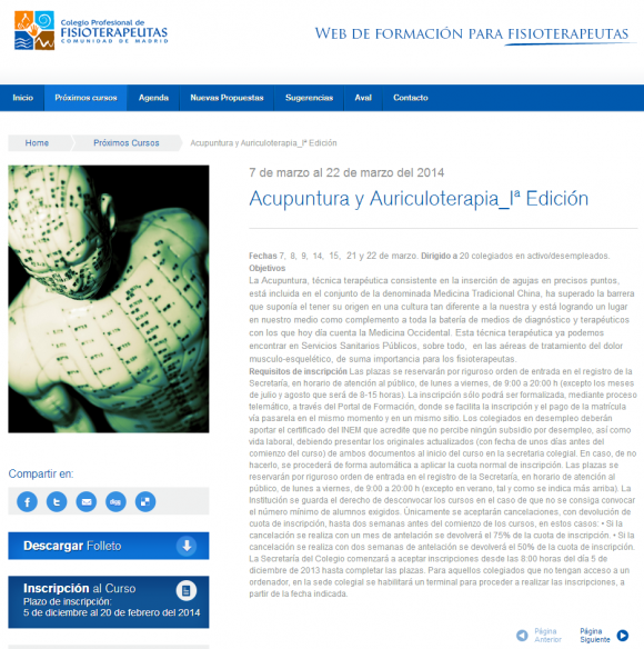 Colegio Profesional de Fisioterapeutas – Comunidad de Madrid » Acupuntura y Auriculoterapia_Iª Edición