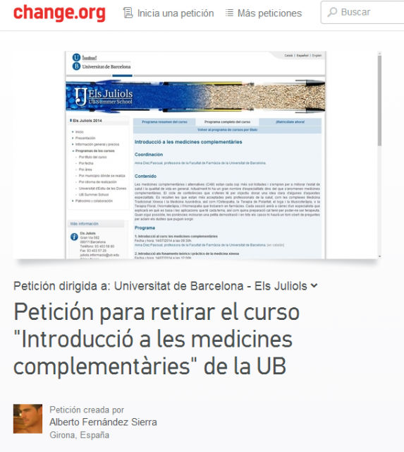 La Universidad de Barcelona y su "introducción a las medicinas complementarias"
