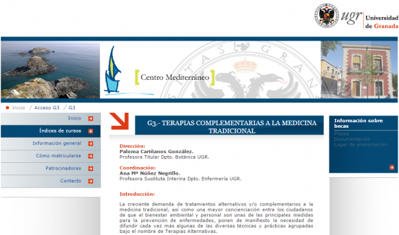 web del curso "terapias complementarias a la medicina tradicional"