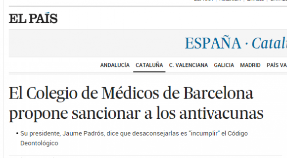 El Colegio de Médicos de Barcelona propone sancionar a los antivacunas