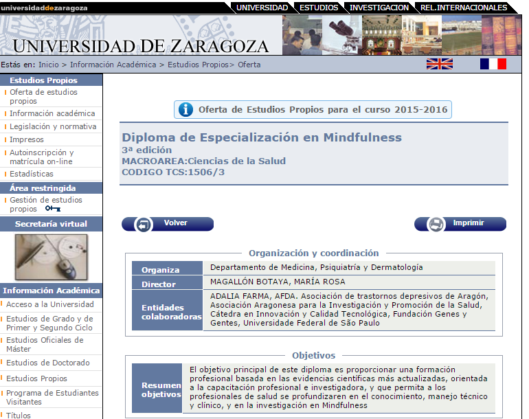 Experto mindfulness Zaragoza
