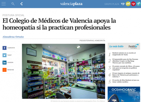 El Colegio de Médicos de Valencia apoya
