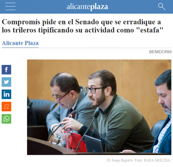 Compromís pide en el Senado que se erradique a los trileros tipificando su actividad como estafa Alicanteplaza